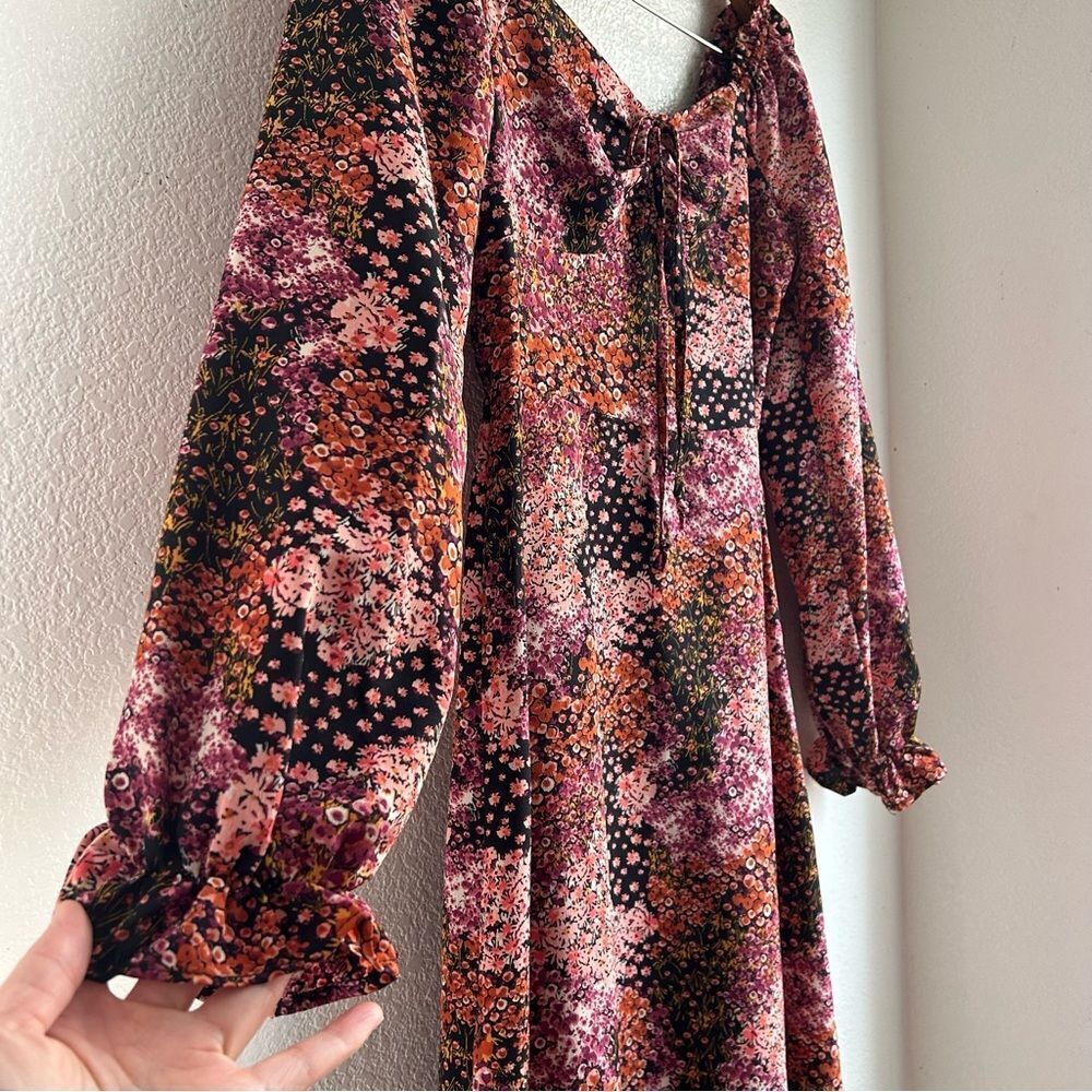 Lily Rose | Long Sleeve Babydoll Midi Floral Dress - Picture 5 of 7